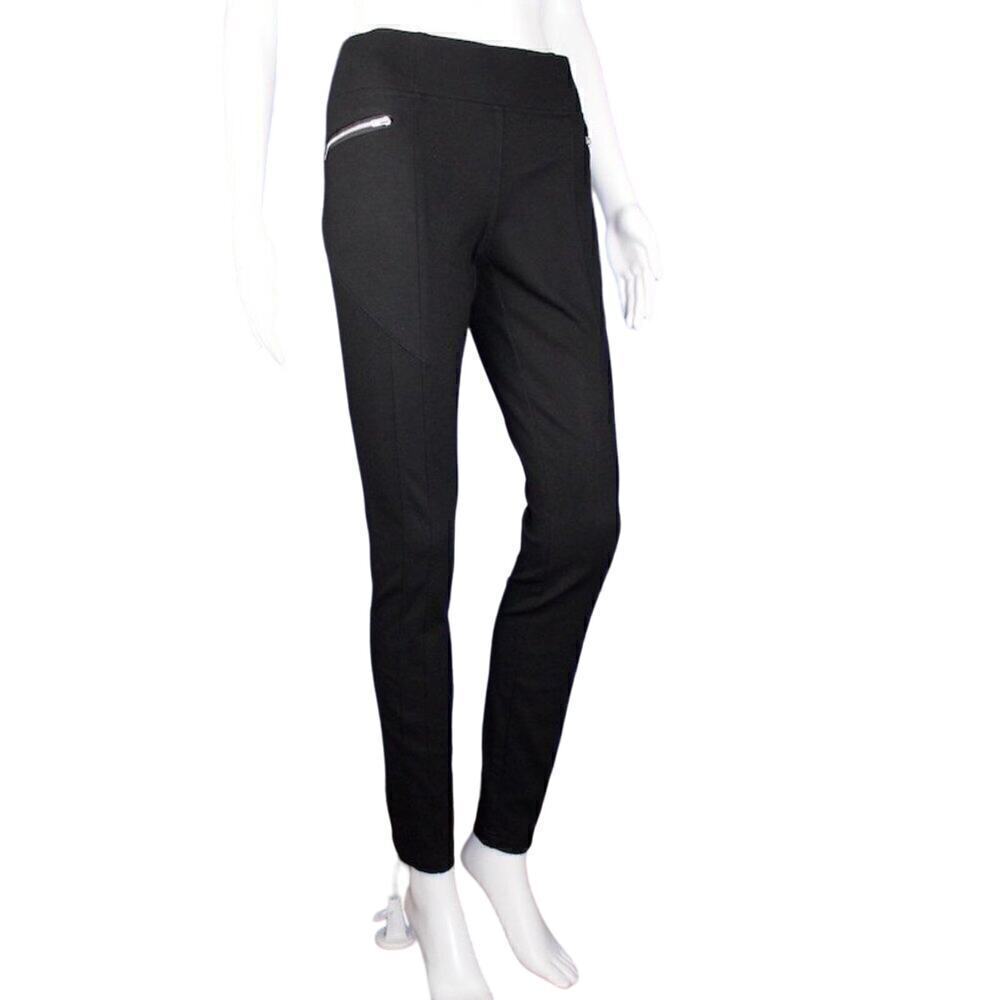 INC Black Shaping Legging Pants Zip Detail Size 2 Stretch NWOT